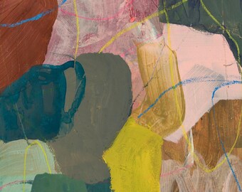 All Thatinnen Wand Kunst - Buntes Abstraktes Gemälde, Modernes Mixed Media Kunstwerk mit Geometrischen Formen und Texturen