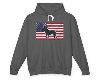 American Flag French Bulldog Hoodie | Patriotic Dog Silhouette