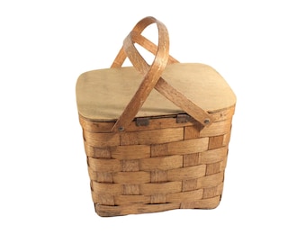 Vintage Woven Picnic Basket