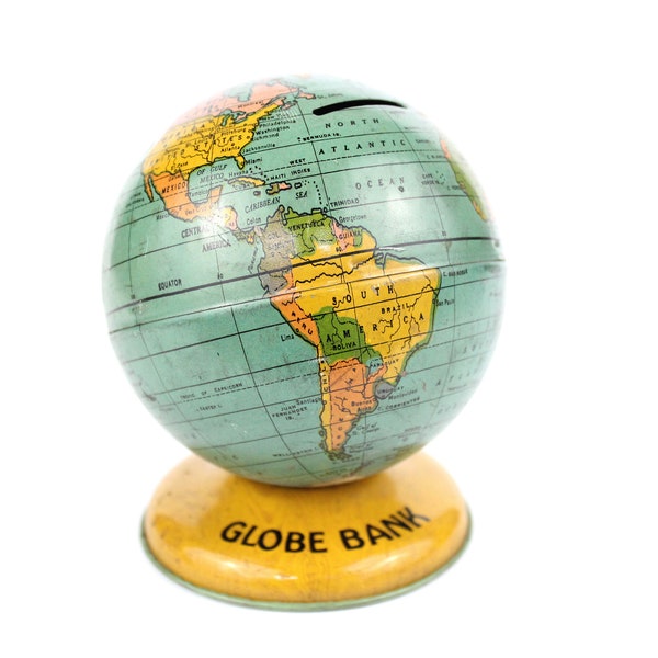 Vintage Metal Globe Bank J. Chein & Co.