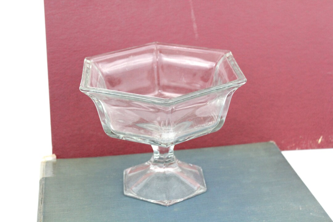 Vintage Large Clear Glass Bowl Pedestal Candy Dish Footed Bowl