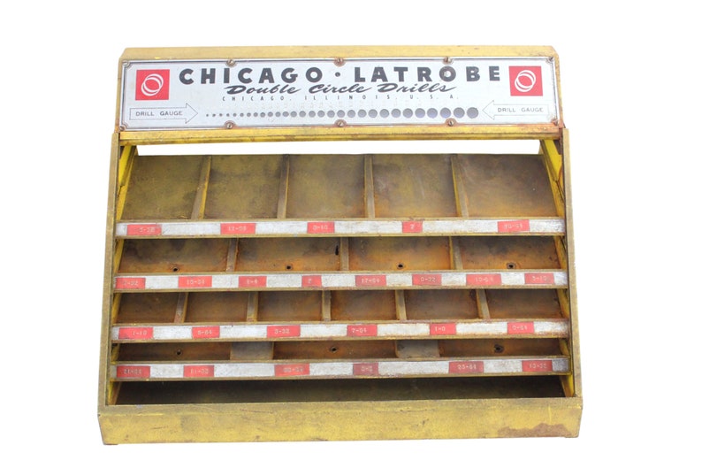 Vintage Metal Drill Bit Display Case Chicago Latrobe Store Display Case