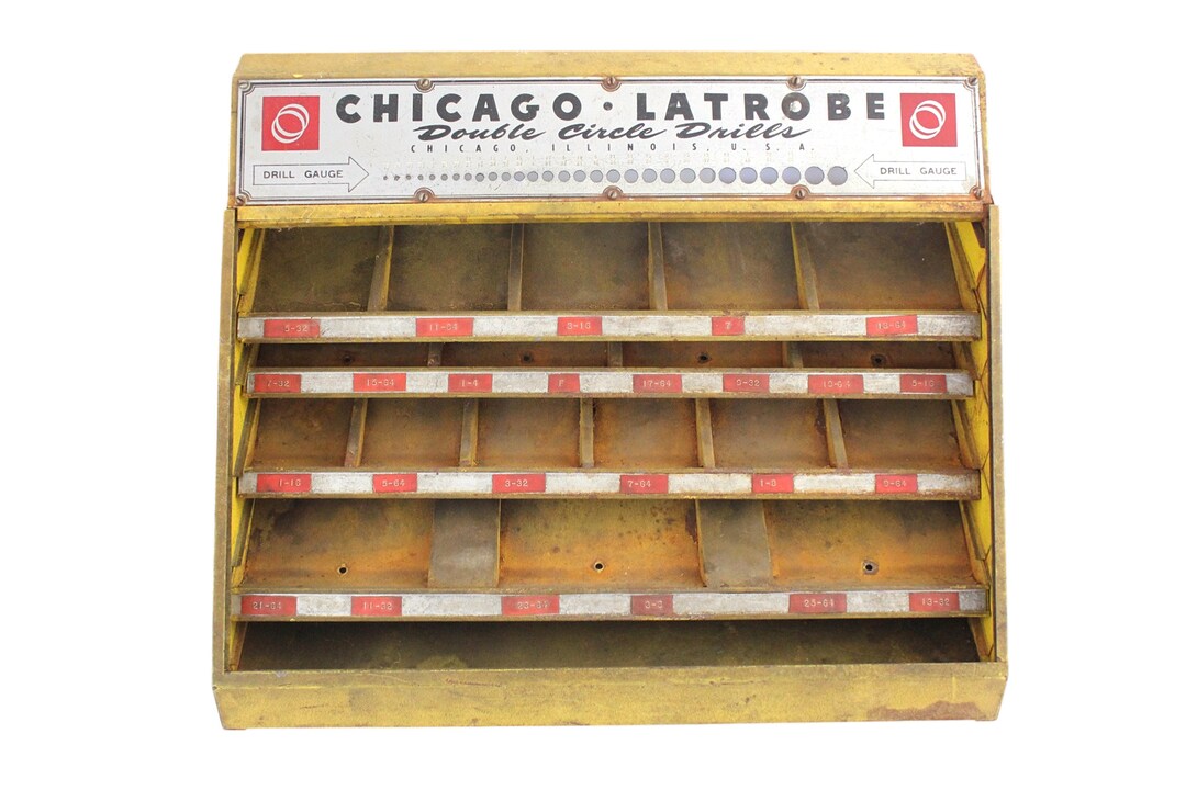 Vintage Metal Drill Bit Display Case Chicago Latrobe Store Display Case