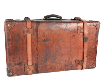 Vintage Leather Suitcase Luggage