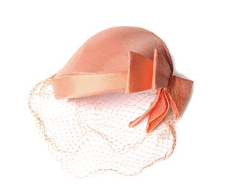 Vintage Orange Veiled Hat