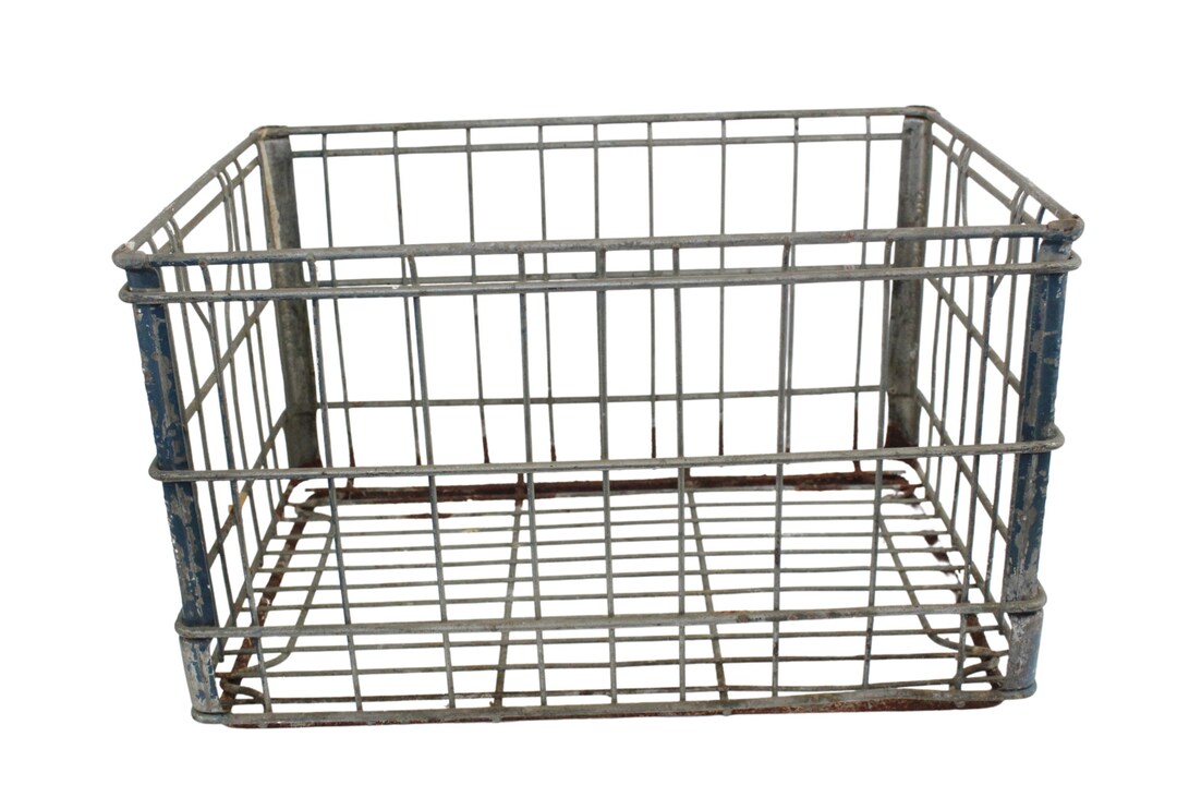 Vintage Metal Milk Crate Etsy