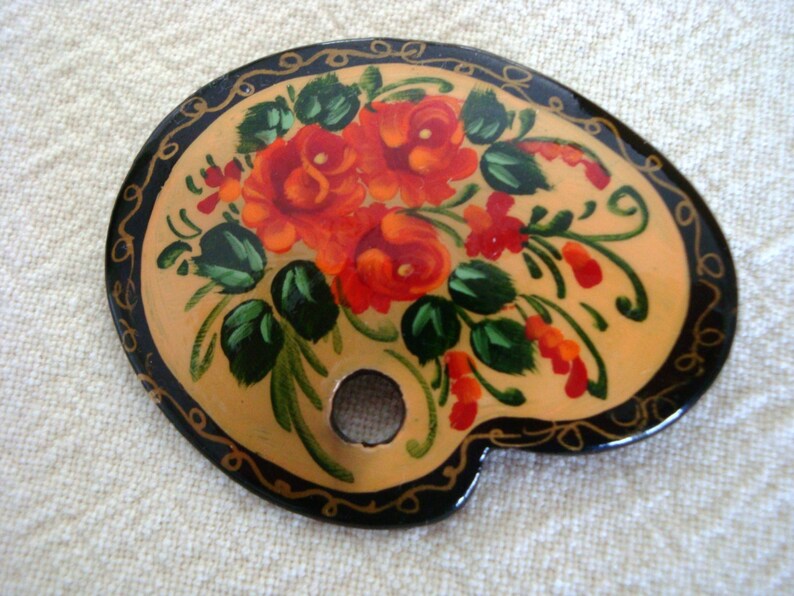 Hand Painted Russian Brooch Vintage Russian Brooch Russian Etsy