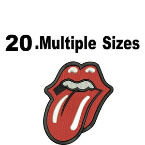 Rolling Stones Lips Tongue Embroidery Design: Rock and Roll Patch (Digital Download)