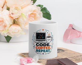 Keramisk mugg med kodkaffe, kaffekopp för programmerare och mjukvaruutvecklare