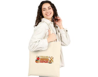 Teacher Tote Bag, Teach Inspire Repeat Shopper, Back to School Teacher Gift