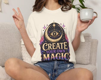 Create Your Own Magic T-shirt | Mystic Eye Illustration, Stars & Floral