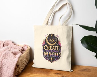 Create Your Own Magic Tote Bag | Mystical Eye Illustration, Cotton Canvas