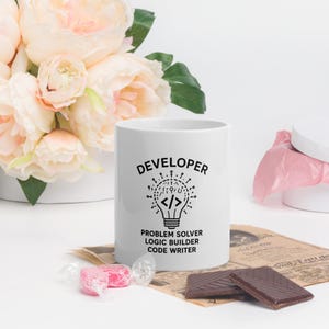 Developer Mug Problem Solver Logic Builder Code Writer Coffee Mug Programmer Gift Software Engineer Mug