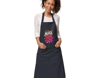 Make Today Iconic Apron, Colorful Retro Kitchen Apron, Groovy Cooking and Baking Gift