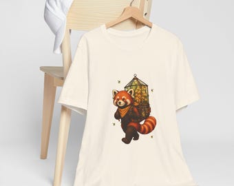Red Panda Greenhouse T-Shirt Whimsical Woodland Cottagecore Graphic Tee