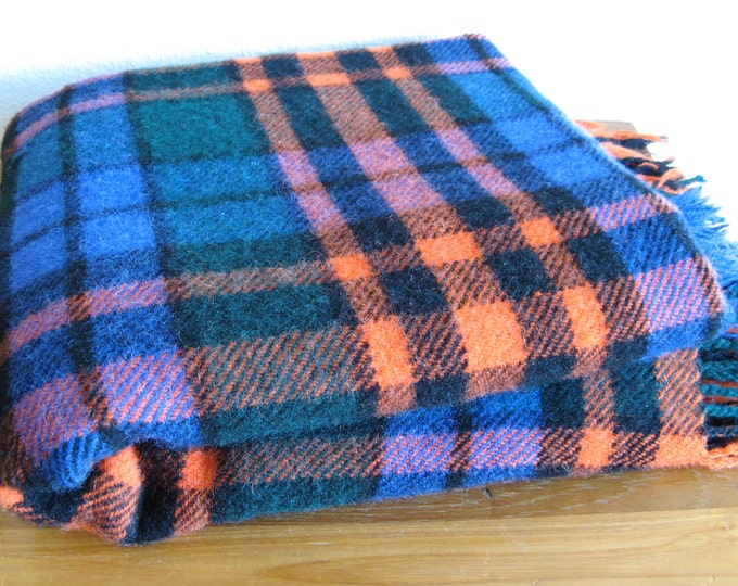 Vintage Colorful Plaid Wool Throw/blanket Etsy