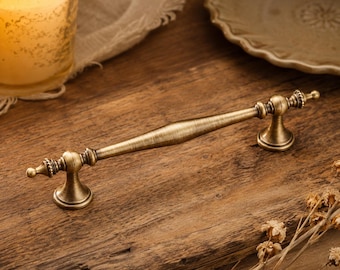 Antique Brass Cabinet Pulls and Knobs, Vintage Drawer Handles, Classic Dresser Hardware, Kitchen Cupboard Handles