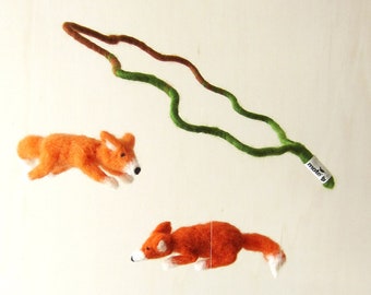 vliegende vossen - baby wieg mobiele voor de kinderkamer - naaldvilt