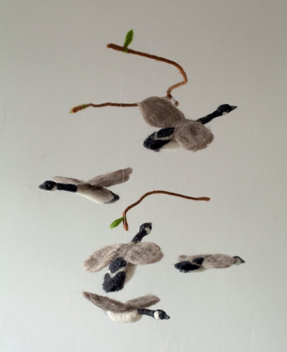 Flying Canada Geese Decorative Mobile Felted Baby Crib Etsy