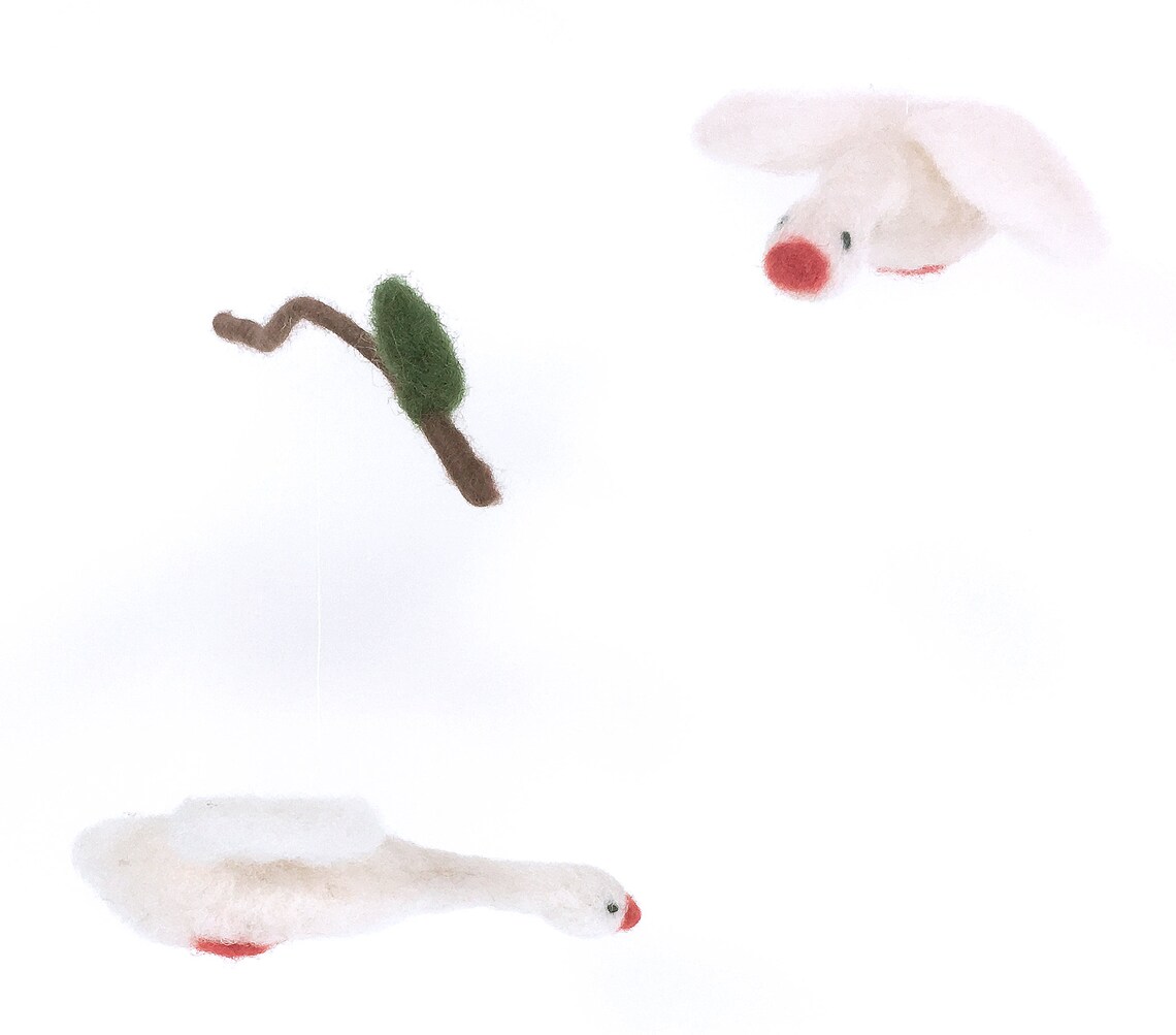 Flying White Geese Decorative Mobile Felted Baby Crib Etsy