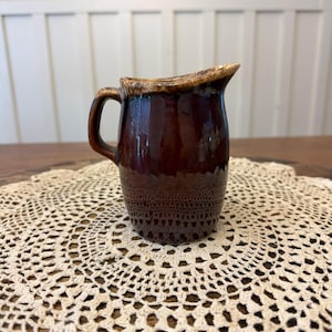 Hull Pottery Vintage Brown Drip Glaze Ceramic Creamer Syrup Pitcher