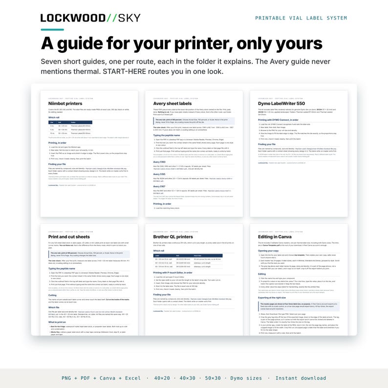 Peptide Vial Label Template | 8 Styles 3 Densities 5 Sizes | 945 Thermal PNG + Editable Avery PDF + 5 Canva Masters | Niimbot Dymo Brother image 17