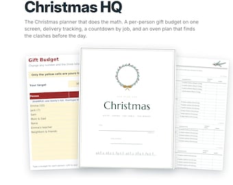 Christmas Planner Spreadsheet | Gift Budget Tracker Card List Oven Plan Excel Google Sheets + Printable Countdown Letter to Santa