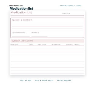 Caregiver Binder + Care Expense Tracker Spreadsheet | Medication Log Emergency Info Elderly Parent Organizer Family Cost Split Excel image 4