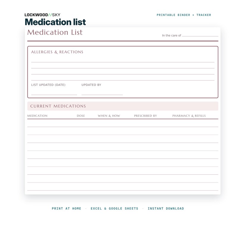 Caregiver Binder + Care Expense Tracker Spreadsheet | Medication Log Emergency Info Elderly Parent Organizer Family Cost Split Excel image 4