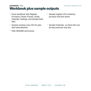 Backflow Test Due Date Register Excel Spreadsheet, Overdue CSV, iCal Calendar Feed, Purveyor Rule Tracker image 2