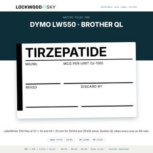 Peptide Vial Label Template | 8 Styles 3 Densities 5 Sizes | 945 Thermal PNG + Editable Avery PDF + 5 Canva Masters | Niimbot Dymo Brother image 10