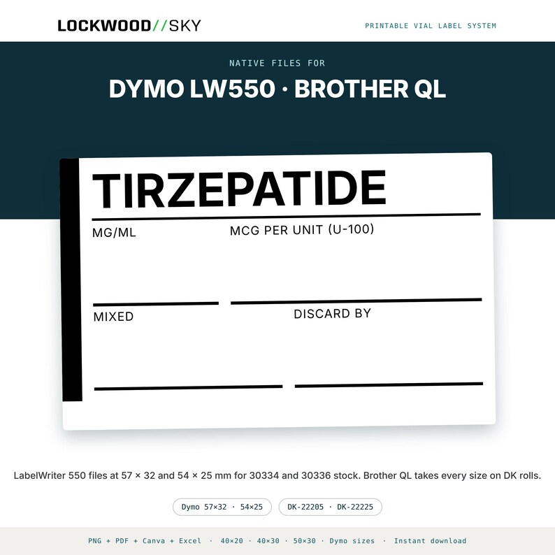Peptide Vial Label Template | 8 Styles 3 Densities 5 Sizes | 945 Thermal PNG + Editable Avery PDF + 5 Canva Masters | Niimbot Dymo Brother image 10