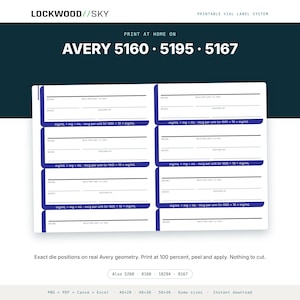 Peptide Vial Label Template | 8 Styles 3 Densities 5 Sizes | 945 Thermal PNG + Editable Avery PDF + 5 Canva Masters | Niimbot Dymo Brother image 9