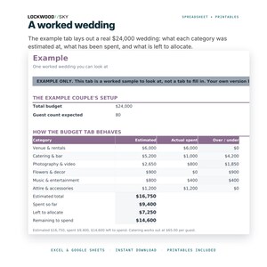 Wedding Budget Spreadsheet Excel Google Sheets | Wedding Planning Kit Guest List RSVP Vendor Tracker + Printable Checklist Day Of Timeline image 7