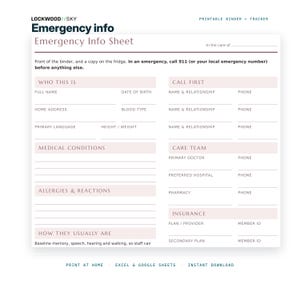 Caregiver Binder + Care Expense Tracker Spreadsheet | Medication Log Emergency Info Elderly Parent Organizer Family Cost Split Excel image 3
