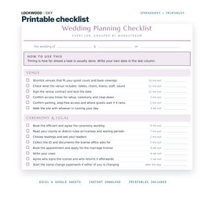 Wedding Budget Spreadsheet Excel Google Sheets | Wedding Planning Kit Guest List RSVP Vendor Tracker + Printable Checklist Day Of Timeline image 9