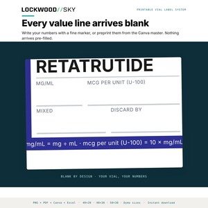 Peptide Vial Label Template | 8 Styles 3 Densities 5 Sizes | 945 Thermal PNG + Editable Avery PDF + 5 Canva Masters | Niimbot Dymo Brother image 18