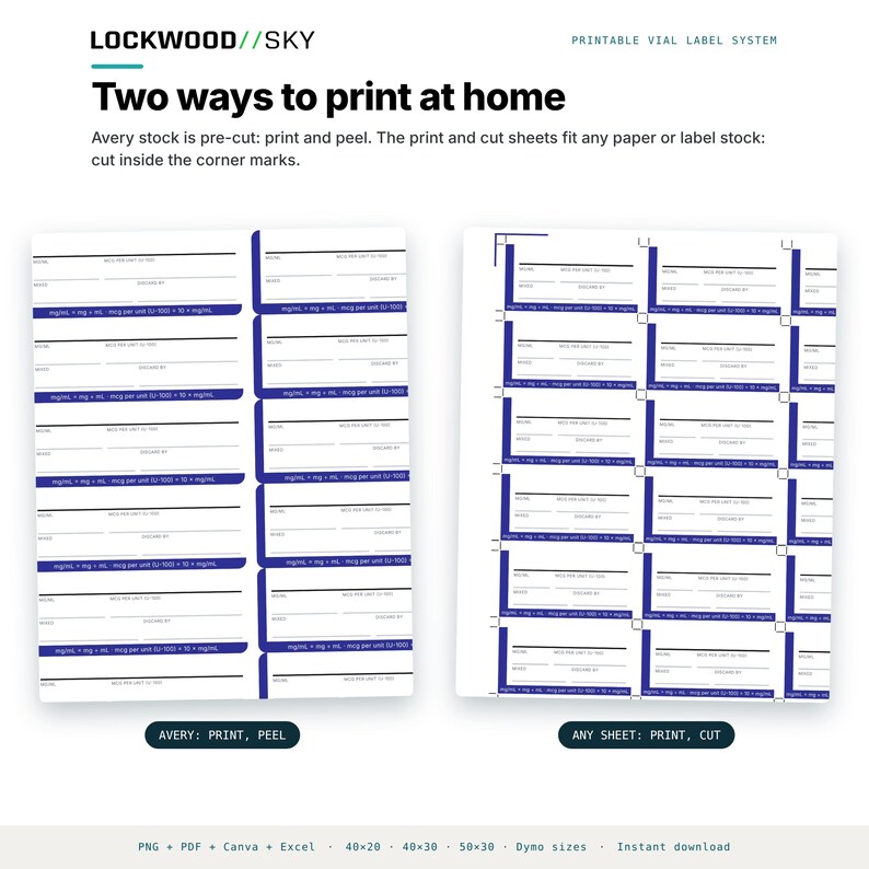 Peptide Vial Label Template | 8 Styles 3 Densities 5 Sizes | 945 Thermal PNG + Editable Avery PDF + 5 Canva Masters | Niimbot Dymo Brother image 11