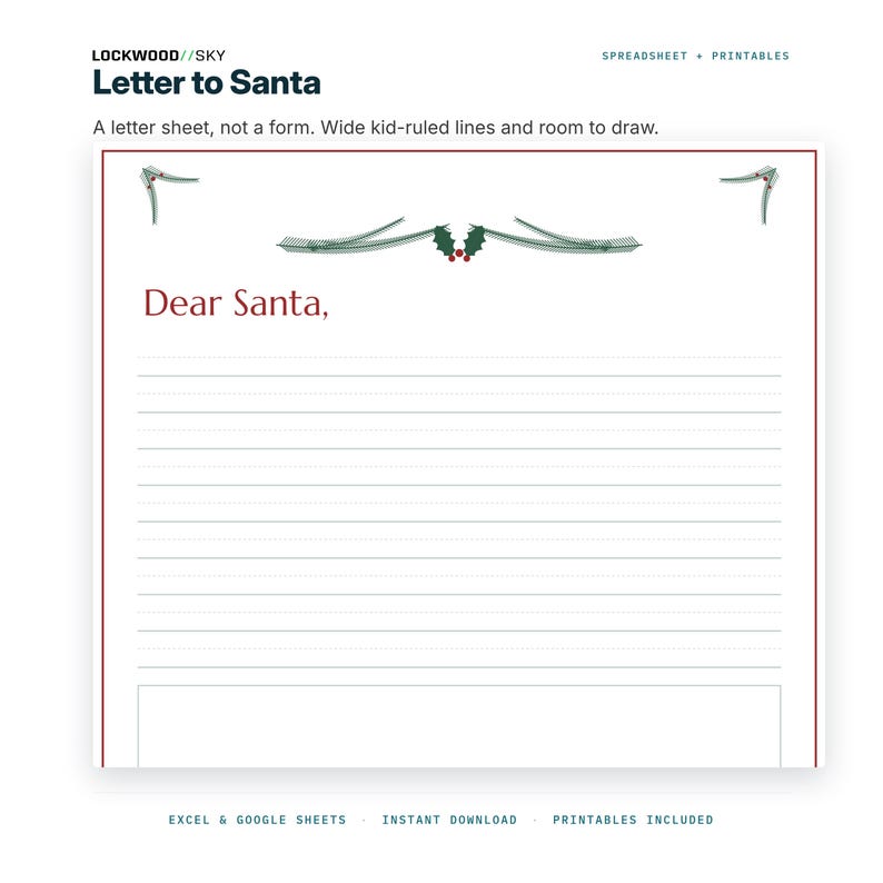 Christmas Planner Spreadsheet | Gift Budget Tracker Card List Oven Plan Excel Google Sheets + Printable Countdown Letter to Santa image 8
