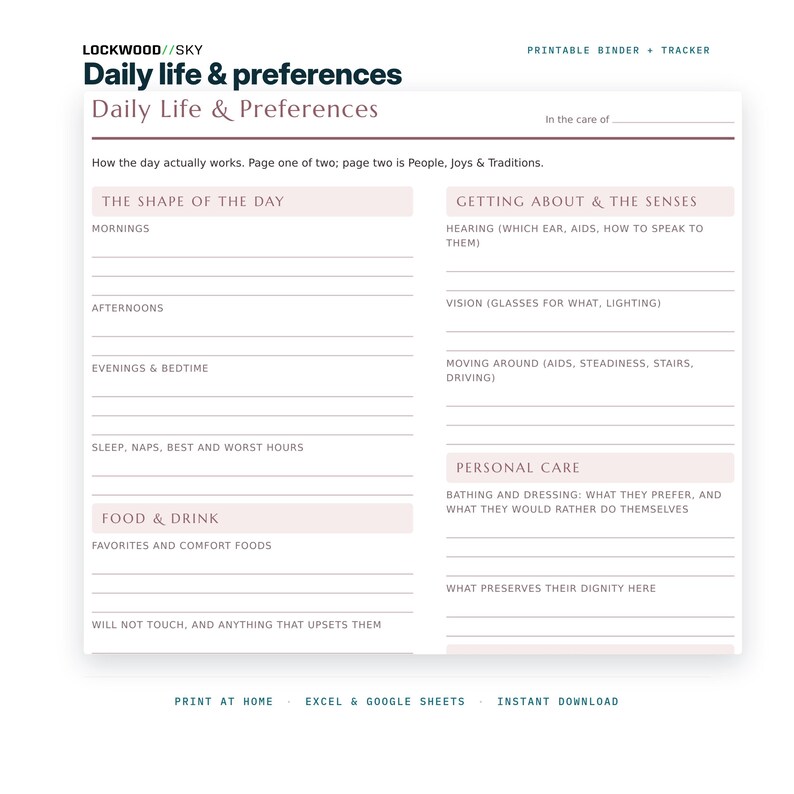 Caregiver Binder + Care Expense Tracker Spreadsheet | Medication Log Emergency Info Elderly Parent Organizer Family Cost Split Excel image 8