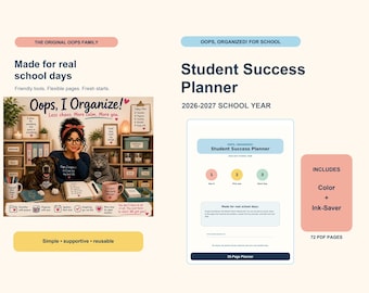 2026–2027 Student Planner Printable | Homework, Assignments, Tests & ADHD-Friendly School Organizer | Color + Ink-Saver PDF