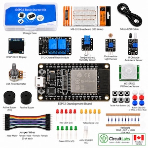 ESP32 Starter Kit 830 Breadboard Sensors Relay OLED LEDs Jumper Wires Arduino