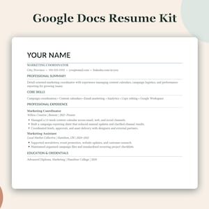 Google Docs Resume Template | Word Compatible ATS Friendly CV | Cover Letter and References