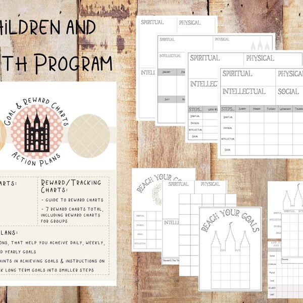 Children and Youth Program- GOAL and REWARD Charts and easy Action Plans- To help your family successfully accomplish goals!