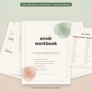 EMDR Workbook for Therapists | Client One-Pager, Belief Lists & Session Documentation | Instant Download PDF