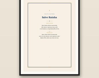 Salve Rainha Druck | Gegrüßet seist du, Königin | Zweisprachige katholische Wandkunst | Hallo Regina | Portugiesisches Mariengebet | Digitaler Download