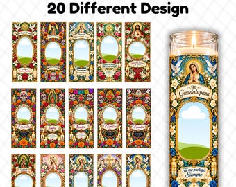 Dia de los Muertos Candle Labels, Day of the Dead Candle Wrap Template, Editable Memorial Candle Stickers, Ofrenda Decor, 20 Designs