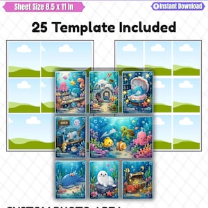 Michi Method-pärmmall, TCG-pärm Canva-mall, 9-ficks samlarkortslayout, redigerbar kortpärm, 25 mallar, gör-det-själv TCG-design