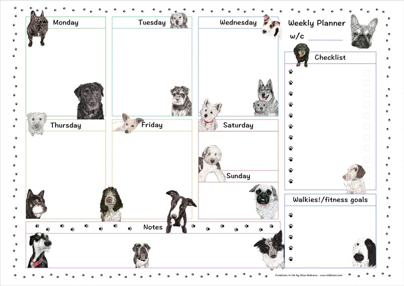 Dog Days Weekly Planner Download Printable Weekly Planner Dog Planner ...