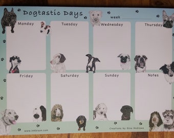Dogtastic Days Weekly Planner Pad - Dog Weekly Planner - dog paintings planner - Dog lover - Dog gift - quirky planner